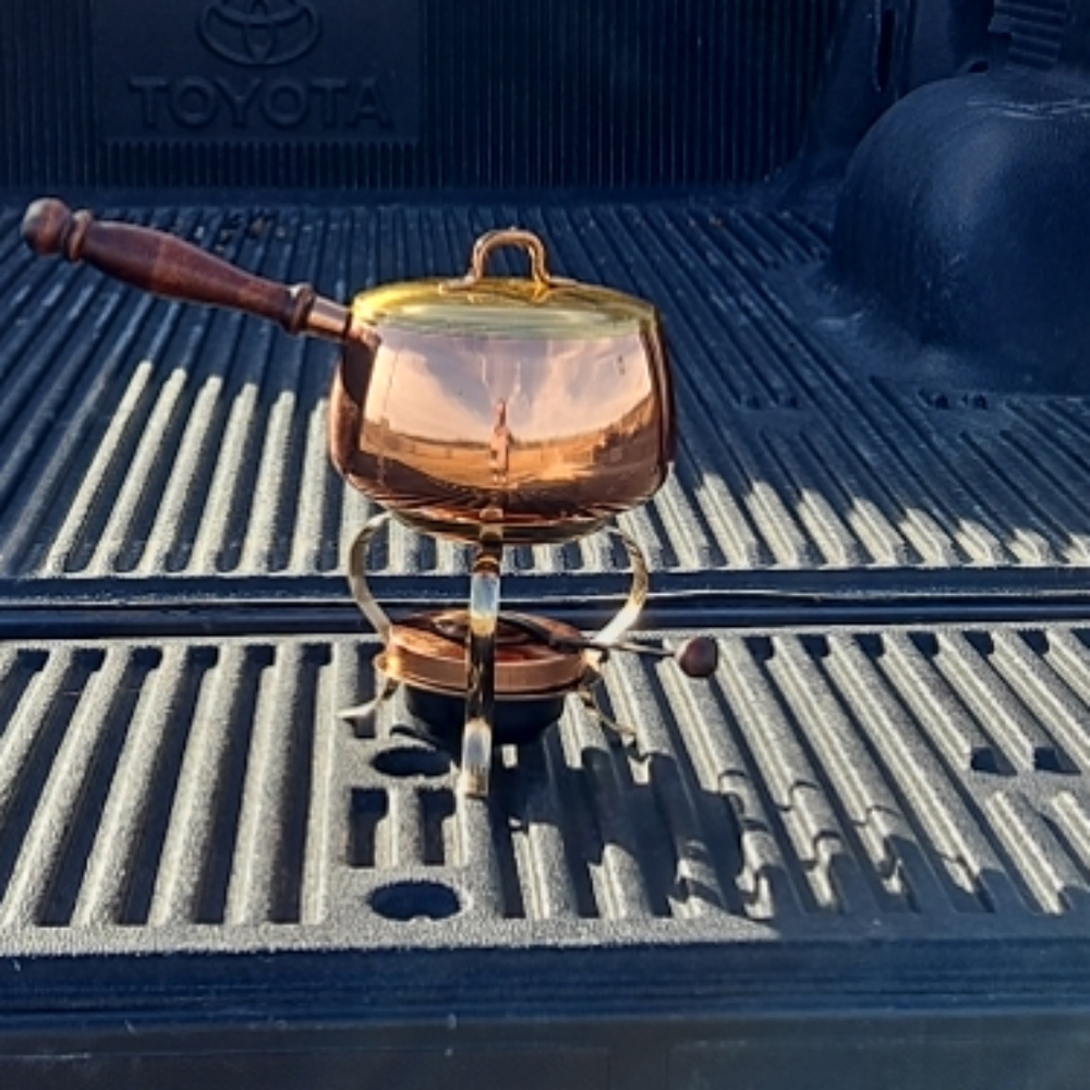 Vintage Copper Fondue Pot With Burner